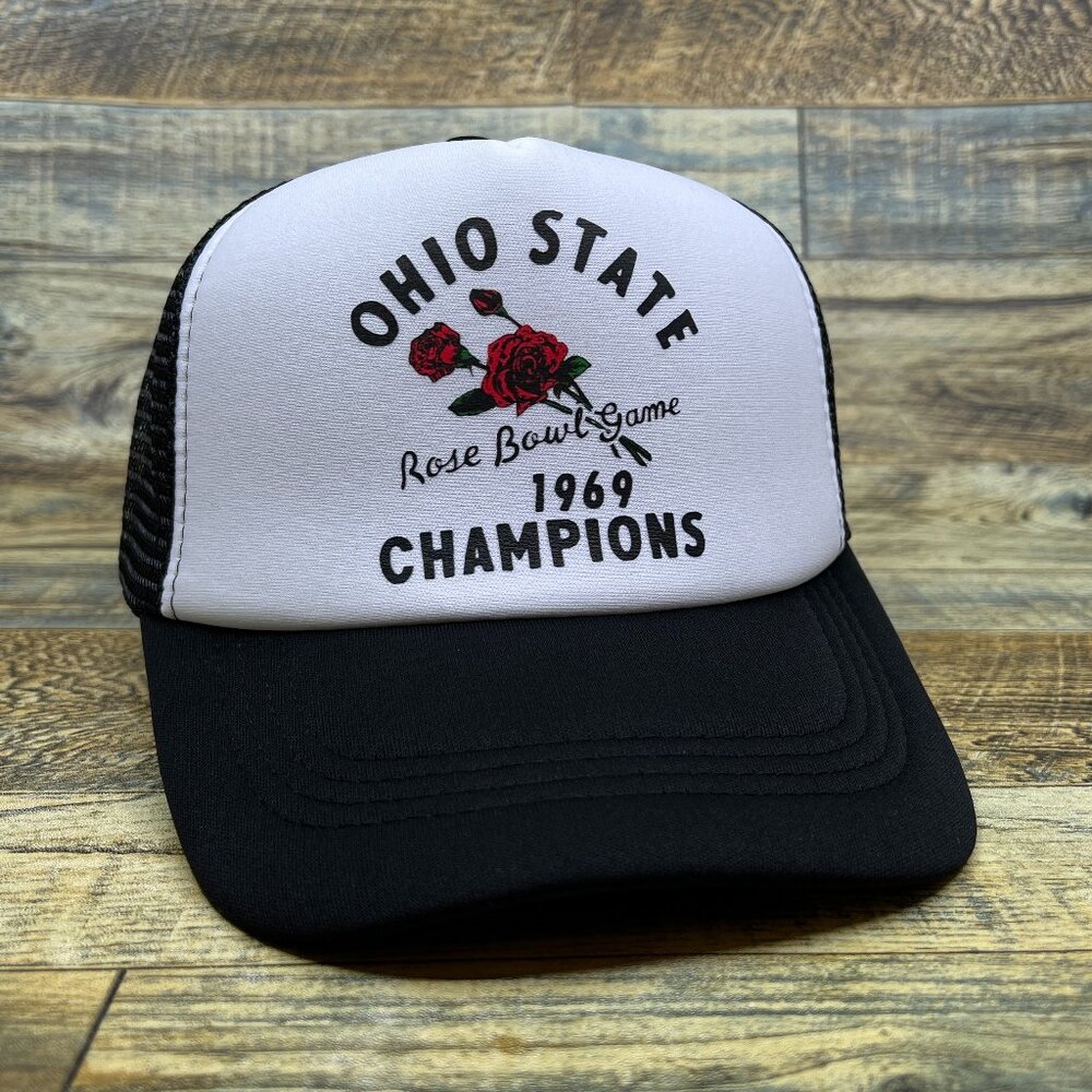 Ohio State Mens Trucker Hat Black Snapback 1969 Rose Bowl Champions Buckeyes